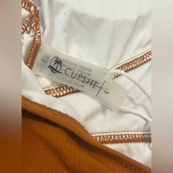 Cupshe One Piece Burnt Orange Open Back Swim Swimsuit w/ Ruffles Sz Large - Picture 11 of 16